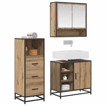 Badezimmermöbel Set mit Tür 3 pcs Artisan-Eiche 65 x 33 x 60 cm