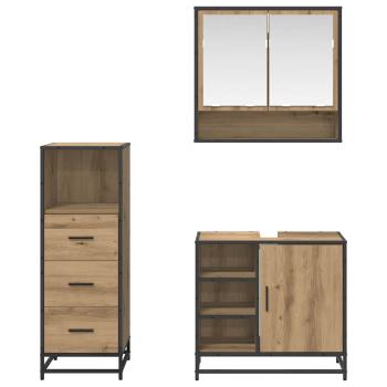 Badezimmermöbel Set mit Tür 3 pcs Artisan-Eiche 65 x 33 x 60 cm