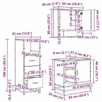 Badezimmermöbel Set mit Tür 3 pcs Artisan-Eiche 65 x 33 x 60 cm