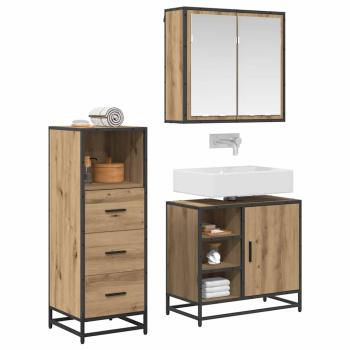 Badezimmermöbel Set mit Tür 3 pcs Artisan-Eiche 65 x 33 x 60 cm