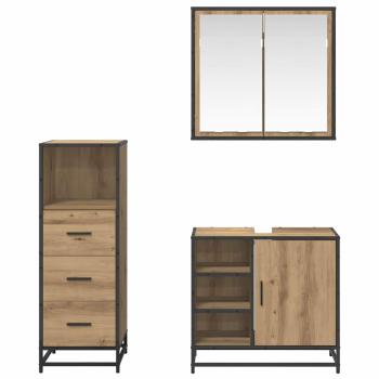 Badezimmermöbel Set mit Tür 3 pcs Artisan-Eiche 65 x 33 x 60 cm