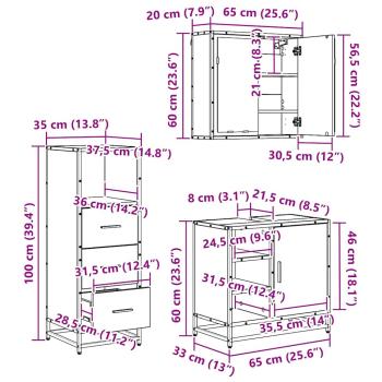 Badezimmermöbel Set mit Tür 3 pcs Artisan-Eiche 65 x 33 x 60 cm