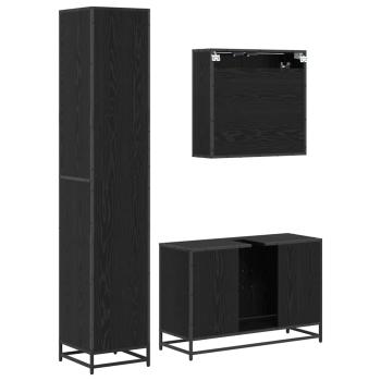 Badezimmermöbel Set 3 pcs Schwarz Eichen-Optik 90 x 33 x 60 cm