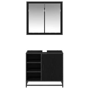 Badezimmermöbel Set 2 pcs Schwarz Eichen-Optik 65 x 33 x 60 cm