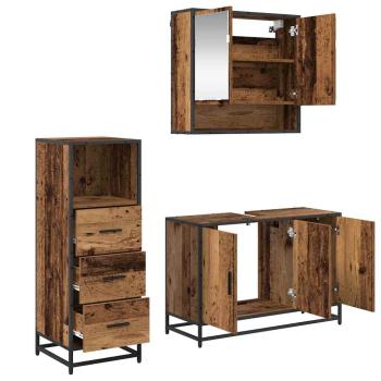 Badezimmermöbel Set 3 pcs Altholz 90 x 33 x 60 cm Holzwerkstoff