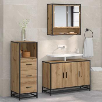 ARDEBO.de - Badezimmermöbel Set mit Tür 3 pcs Artisan-Eiche 90 x 33 x 60 cm