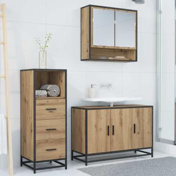Badezimmermöbel Set mit Tür 3 pcs Artisan-Eiche 90 x 33 x 60 cm