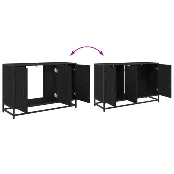 Badezimmermöbel Set 3 pcs Schwarz Eichen-Optik 90 x 33 x 60 cm