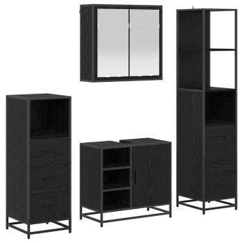 Badezimmermöbel Set 4 pcs Schwarz Eichen-Optik 65 x 33 x 60 cm