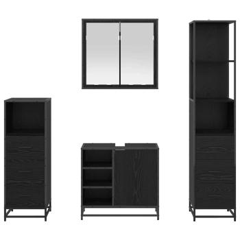 Badezimmermöbel Set 4 pcs Schwarz Eichen-Optik 65 x 33 x 60 cm
