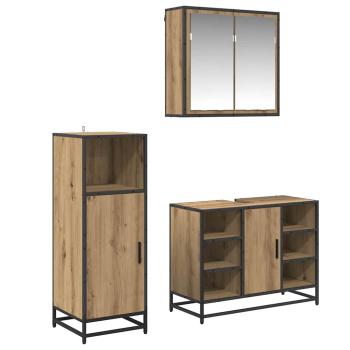 Badezimmermöbel Set mit Tür 3 pcs Artisan-Eiche 80 x 33 x 60 cm