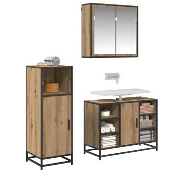 Badezimmermöbel Set mit Tür 3 pcs Artisan-Eiche 80 x 33 x 60 cm