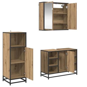 Badezimmermöbel Set mit Tür 3 pcs Artisan-Eiche 80 x 33 x 60 cm