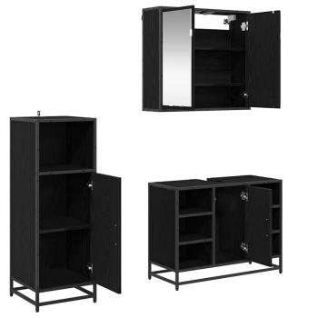 Badezimmermöbel Set 3 pcs Schwarz Eichen-Optik 80 x 33 x 60 cm