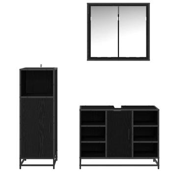 Badezimmermöbel Set 3 pcs Schwarz Eichen-Optik 80 x 33 x 60 cm
