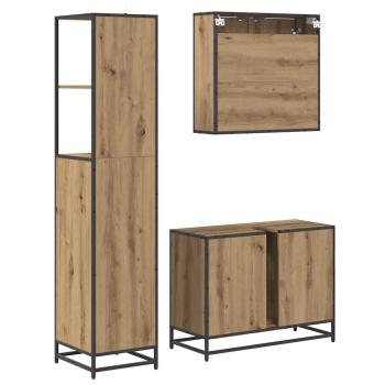 Badezimmermöbel Set mit Tür 3 pcs Artisan-Eiche 80 x 33 x 60 cm