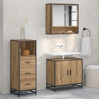 ARDEBO.de - Badezimmermöbel Set mit Tür 3 pcs Artisan-Eiche 65 x 33 x 60 cm