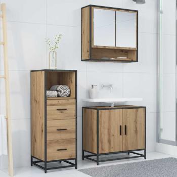 Badezimmermöbel Set mit Tür 3 pcs Artisan-Eiche 65 x 33 x 60 cm