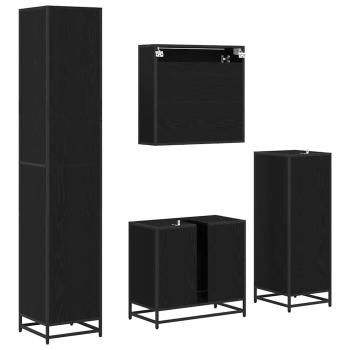 Badezimmermöbel Set mit Schubladen 4 pcs Schwarz Eichen-Optik