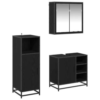 ARDEBO.de - Badezimmermöbel Set 3 pcs Schwarz Eichen-Optik 65 x 33 x 60 cm