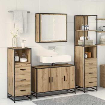 Badezimmermöbel Set mit Tür 3 pcs Artisan-Eiche 90 x 33 x 60 cm