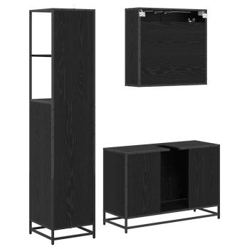 Badezimmermöbel Set 3 pcs Schwarz Eichen-Optik 90 x 33 x 60 cm