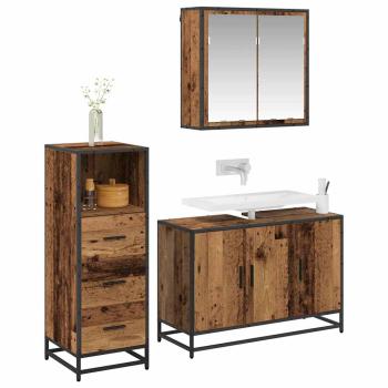 Badezimmermöbel Set 3 pcs Altholz 90 x 33 x 60 cm Holzwerkstoff