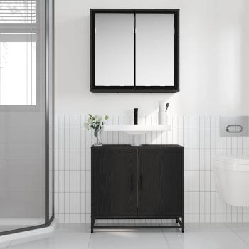 Badezimmermöbel Set 2 pcs Schwarz Eichen-Optik 65 x 33 x 60 cm