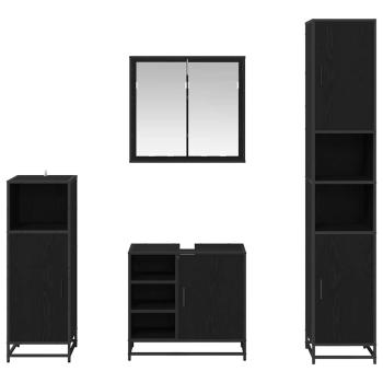 Badezimmermöbel Set 4 pcs Schwarz Eichen-Optik 65 x 33 x 60 cm
