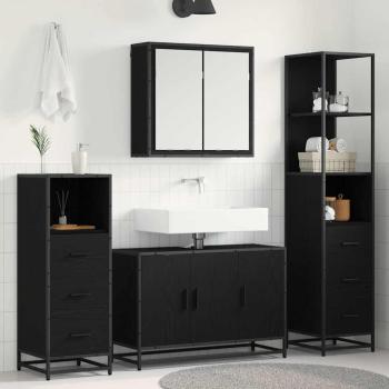 ARDEBO.de - Badezimmermöbel Set 4 pcs Schwarz Eichen-Optik 90 x 33 x 60 cm