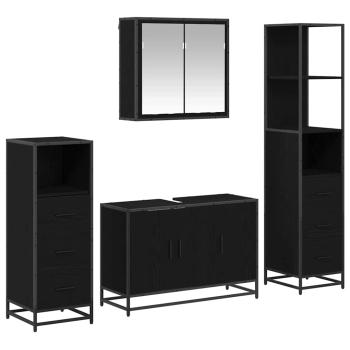 Badezimmermöbel Set 4 pcs Schwarz Eichen-Optik 90 x 33 x 60 cm
