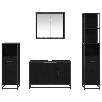 Badezimmermöbel Set 4 pcs Schwarz Eichen-Optik 90 x 33 x 60 cm