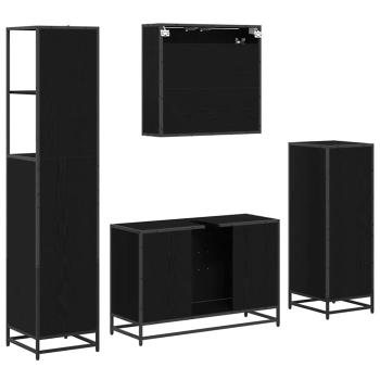 Badezimmermöbel Set 4 pcs Schwarz Eichen-Optik 90 x 33 x 60 cm
