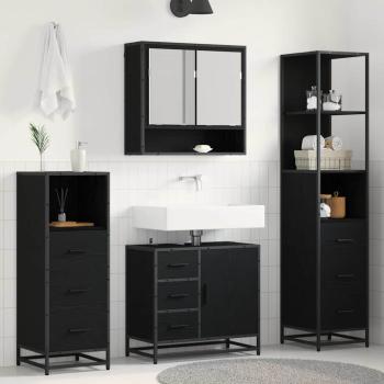 ARDEBO.de - Badezimmermöbel Set 4 pcs Schwarz Eichen-Optik 65 x 33 x 60 cm