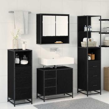 Badezimmermöbel Set 4 pcs Schwarz Eichen-Optik 65 x 33 x 60 cm