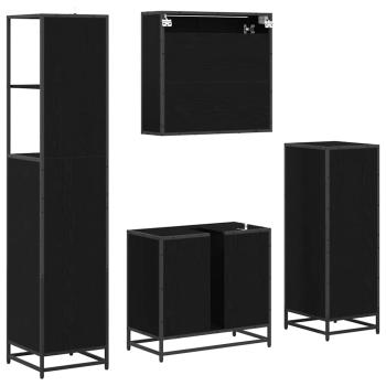 Badezimmermöbel Set 4 pcs Schwarz Eichen-Optik 65 x 33 x 60 cm