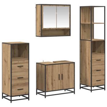 Badezimmermöbel Set mit Tür 4 pcs Artisan-Eiche 65 x 33 x 60 cm