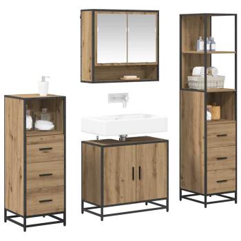 Badezimmermöbel Set mit Tür 4 pcs Artisan-Eiche 65 x 33 x 60 cm
