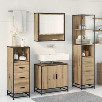 Badezimmermöbel Set mit Tür 4 pcs Artisan-Eiche 65 x 33 x 60 cm