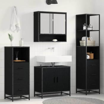 ARDEBO.de - Badezimmermöbel Set 4 pcs Schwarz Eichen-Optik 65 x 33 x 60 cm