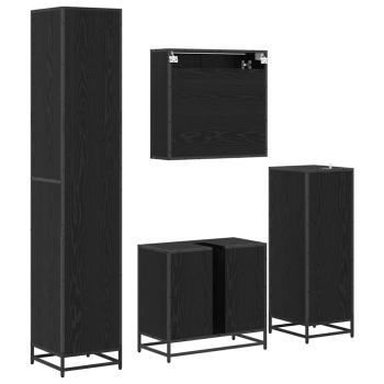 Badezimmermöbel Set 4 pcs Schwarz Eichen-Optik 65 x 33 x 60 cm