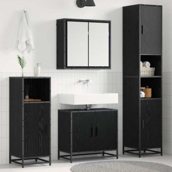 ARDEBO.de - Badezimmermöbel Set 3 pcs Schwarz Eichen-Optik 65 x 33 x 60 cm
