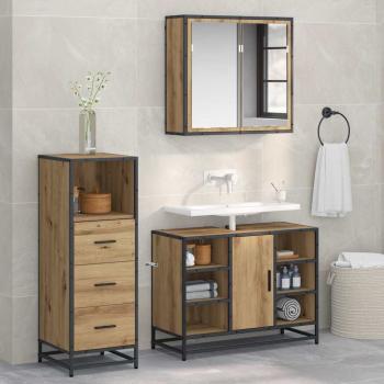 ARDEBO.de - Badezimmermöbel Set mit Tür 3 pcs Artisan-Eiche 80 x 33 x 60 cm