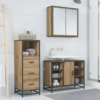 Badezimmermöbel Set mit Tür 3 pcs Artisan-Eiche 80 x 33 x 60 cm