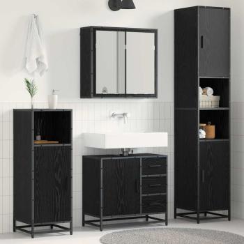 ARDEBO.de - Badezimmermöbel Set 3 pcs Schwarze Eiche 65 x 33 x 60 cm