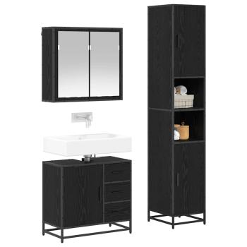 Badezimmermöbel Set 3 pcs Schwarze Eiche 65 x 33 x 60 cm