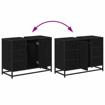 Badezimmermöbel Set 3 pcs Schwarz Eichen-Optik 80 x 33 x 60 cm