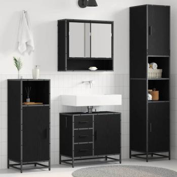 ARDEBO.de - Badezimmermöbel Set 3 pcs Schwarz Eichen-Optik 90 x 33 x 60 cm
