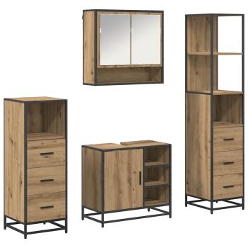 Badezimmermöbel Set mit Tür 4 pcs Artisan-Eiche 65 x 33 x 60 cm
