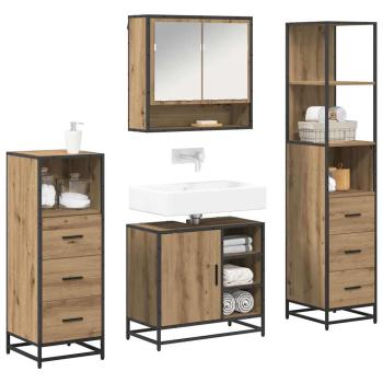 Badezimmermöbel Set mit Tür 4 pcs Artisan-Eiche 65 x 33 x 60 cm